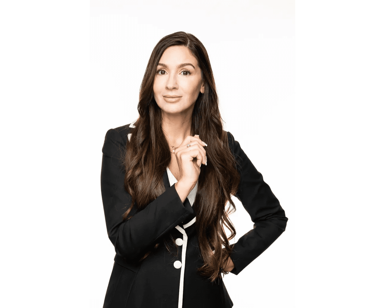 Confident professional woman in black blazer